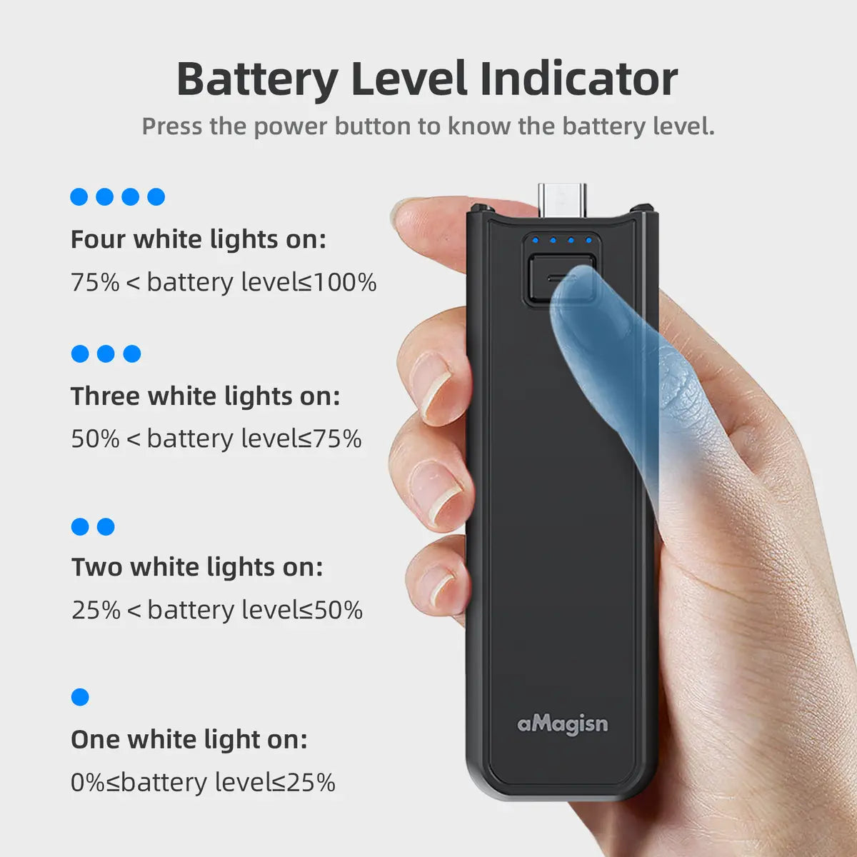 Charging Battery Handle for DJI Osmo Pocket 4P/4/3, 4500Mah Extended Grip with 1/4 Thread for Travel Vlogging
