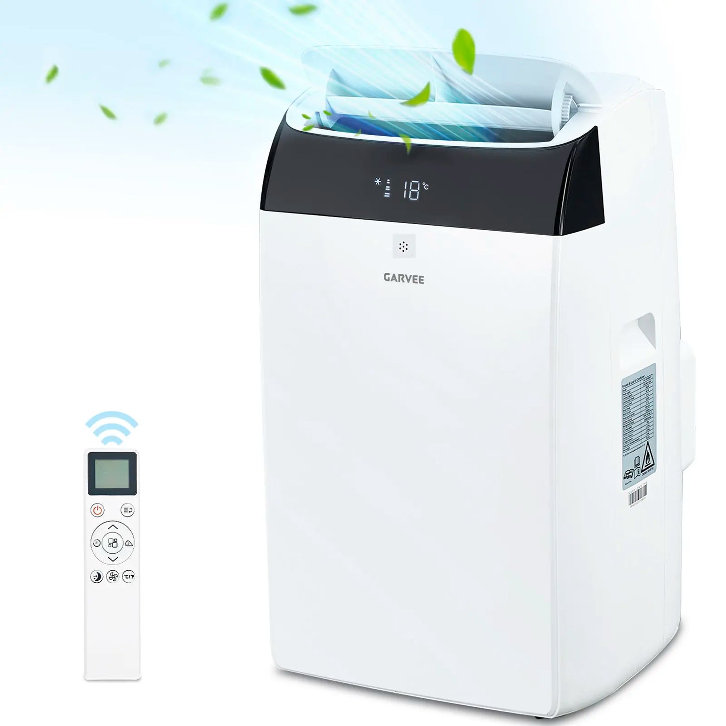 Garvee 14K/10K/8K BTU Fast & Quiet Cooling Portable Air Conditioner, 4‑In‑1 AC Unit with Dehumidifier & Fan, LED/LCD Display, Remote Control, 24H Timer, 4‑Way Swing, 360° Wheels & Window Kit for Bedroom Office Home