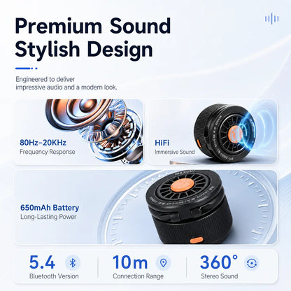 3-In-1 Fidget Bluetooth Speaker, Magnetic Phone Stand Speaker with 360° Rotation, RGB Light, HD Sound, Portable Wireless Phone Holder for Office, Gaming & Movies, Creative Gift Shower Wearable