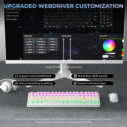 XVX M98 Tri-Mode Wireless Mechanical Keyboard with Number Pad, Bt5.0/2.4Ghz/Usb-C, Pre-Lubed Switches, Gasket Structure, Hot Swappable Custom Creamy Keyboard, 8000Mah, Gaming Keyboard, Office Keyboard, RGB Backlit