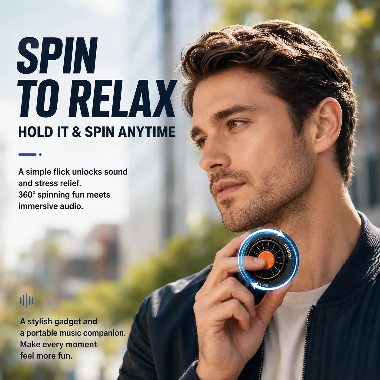 3-In-1 Fidget Bluetooth Speaker, Magnetic Phone Stand Speaker with 360° Rotation, RGB Light, HD Sound, Portable Wireless Phone Holder for Office, Gaming & Movies, Creative Gift Shower Wearable
