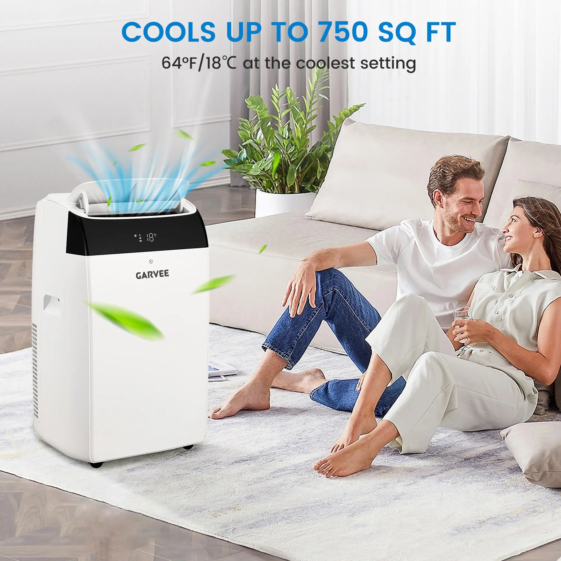 Garvee 14K/10K/8K BTU Fast & Quiet Cooling Portable Air Conditioner, 4‑In‑1 AC Unit with Dehumidifier & Fan, LED/LCD Display, Remote Control, 24H Timer, 4‑Way Swing, 360° Wheels & Window Kit for Bedroom Office Home