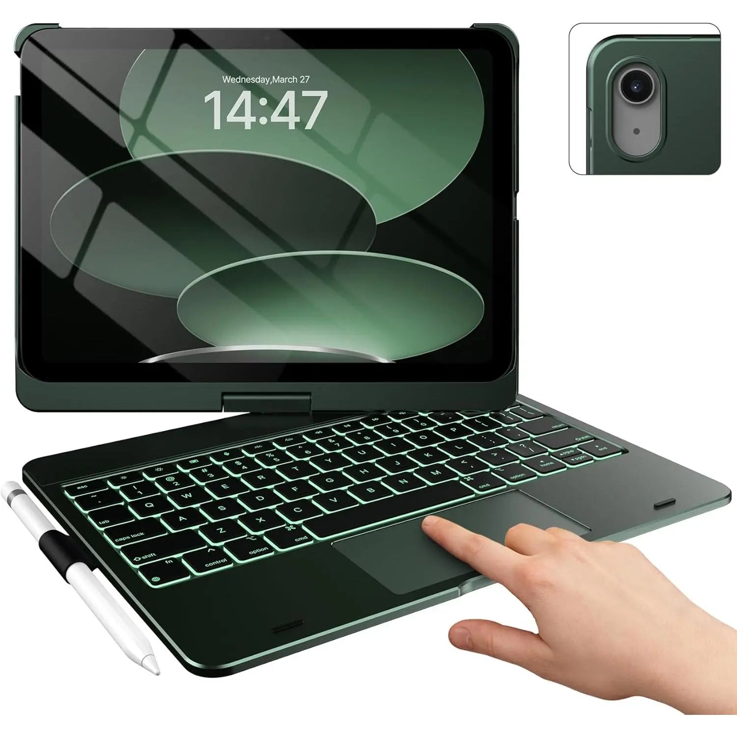 Touch Ipad 10Th Generation Case with Keyboard (10.9", 2022), Multi-Touch Trackpad, 10 Color Backlight, 360? Rotatable, Thin & Light for Ipad 10Th Gen 10.9 (Raspberry)