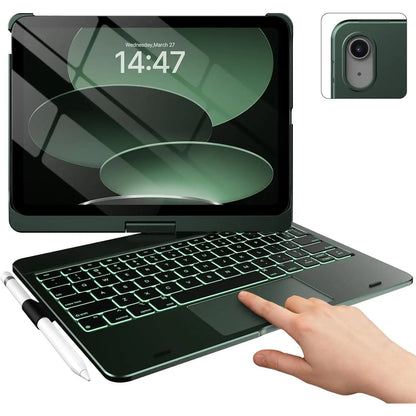 Touch Ipad 10Th Generation Case with Keyboard (10.9", 2022), Multi-Touch Trackpad, 10 Color Backlight, 360? Rotatable, Thin & Light for Ipad 10Th Gen 10.9 (Raspberry)