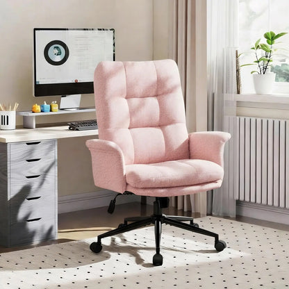 【Deal】Ermnois Ergonomic Upholstered Home Office Chair, Modern High Back Computer Desk Chair with Wheels, Ergonomic, Adjustable Height