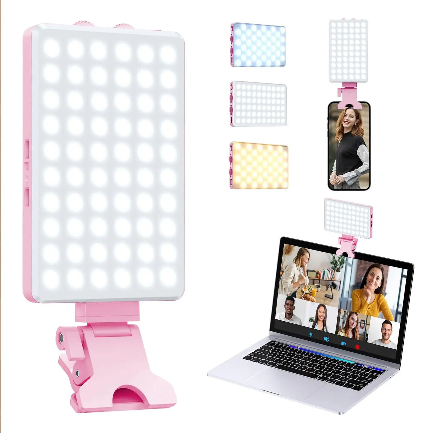Portable Selfie Light, Phone Rechargeable Fill Light with Front Clip & 3 Adjustable Color Temperature Modes, Rotatable LED Light for Daily Live Streaming Makeup, Gift, Led Selfie Accessories, Cell Phone Light, Led Smartphone Light