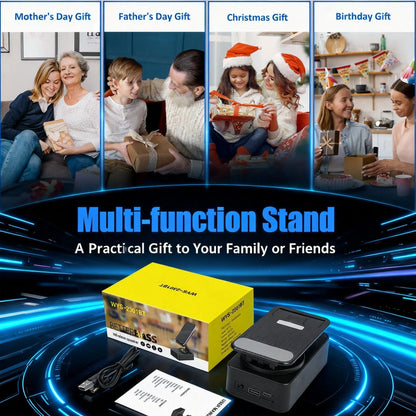 5 in 1 Multifunction Bluetooth Speaker Phone Holder with Colorful LED Light, Spinning Foldable Portable Charger for IOS Android Smartphone, Best Gift