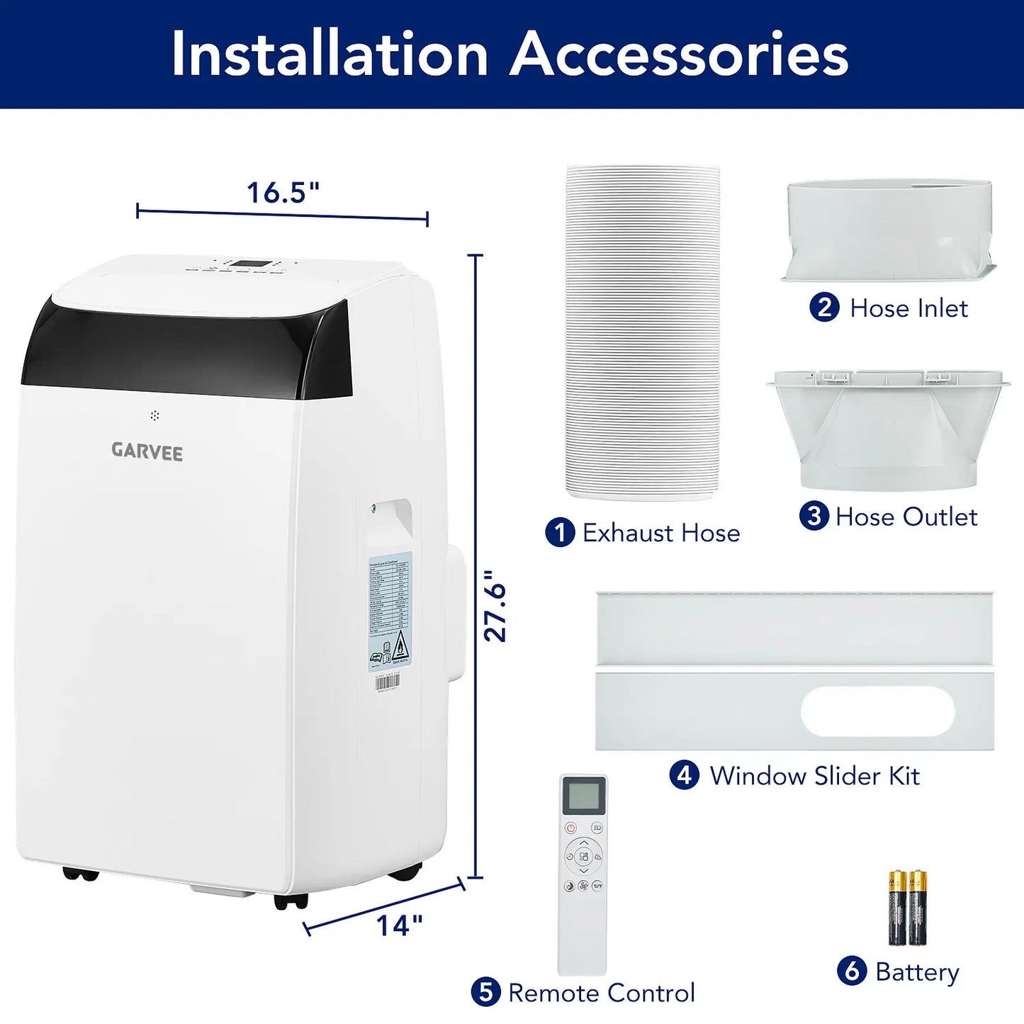 Garvee 14K/10K/8K BTU Fast & Quiet Cooling Portable Air Conditioner, 4‑In‑1 AC Unit with Dehumidifier & Fan, LED/LCD Display, Remote Control, 24H Timer, 4‑Way Swing, 360° Wheels & Window Kit for Bedroom Office Home