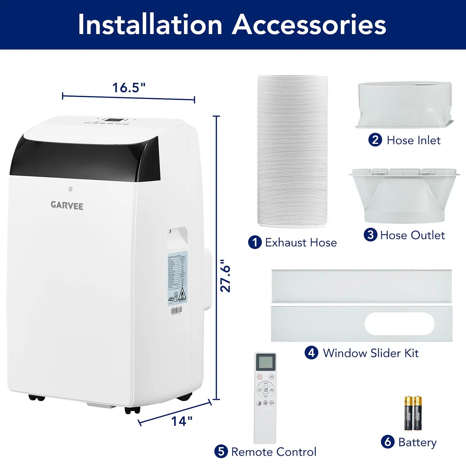 Garvee 14K/10K/8K BTU Fast & Quiet Cooling Portable Air Conditioner, 4‑In‑1 AC Unit with Dehumidifier & Fan, LED/LCD Display, Remote Control, 24H Timer, 4‑Way Swing, 360° Wheels & Window Kit for Bedroom Office Home