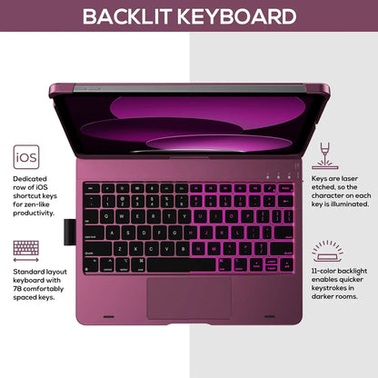 Touch Ipad 10Th Generation Case with Keyboard (10.9", 2022), Multi-Touch Trackpad, 10 Color Backlight, 360? Rotatable, Thin & Light for Ipad 10Th Gen 10.9 (Raspberry)