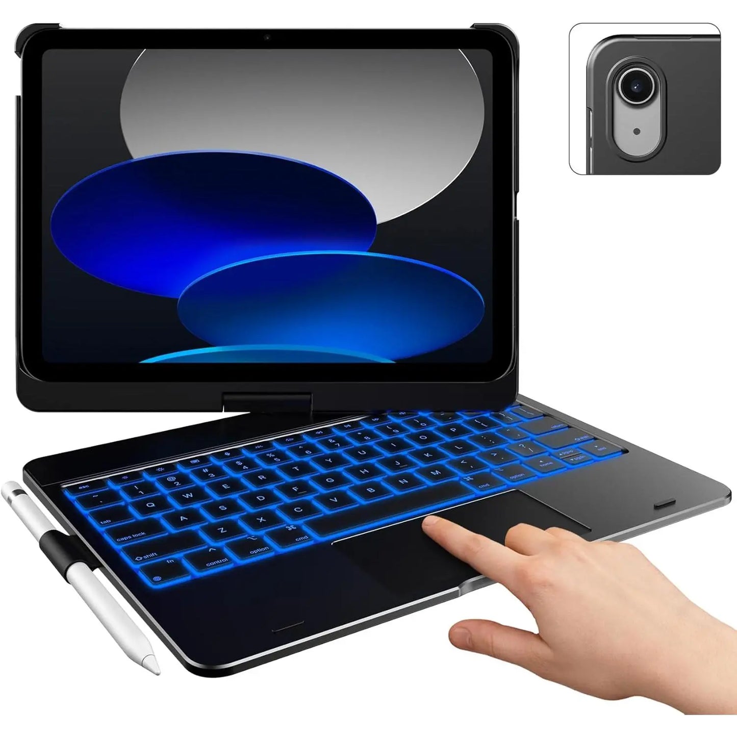 Touch Ipad 10Th Generation Case with Keyboard (10.9", 2022), Multi-Touch Trackpad, 10 Color Backlight, 360? Rotatable, Thin & Light for Ipad 10Th Gen 10.9 (Raspberry)