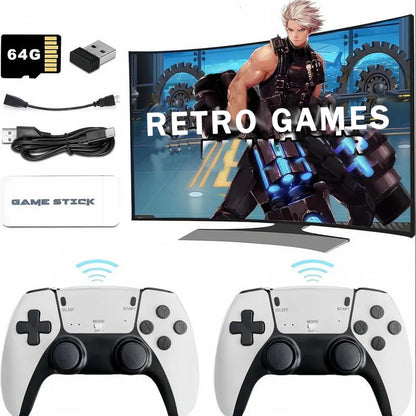 2026 New M15 Retro Game Stick, HDMI Output & Wireless Controller Plug and Play Video Game Console with Games,Hd 64G Plug and Play Video Games for Tv,Arcade Game Console
