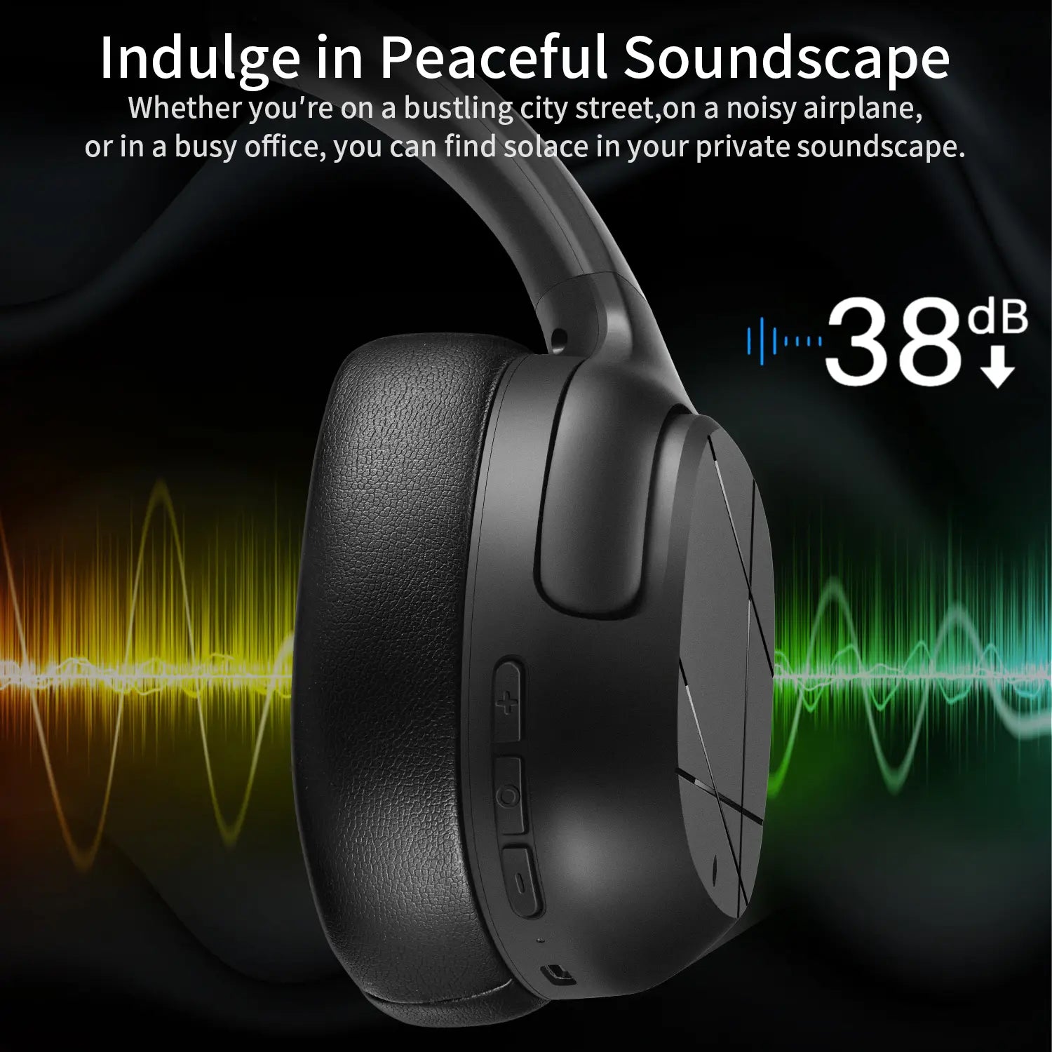 【US】ANCAMITA Hybrid Active Noise Cancelling Over-Ear Wireless Bluetooth Headphones – 50H Playtime, Foldable Design, Deep Bass, App EQ, Transparency Mode