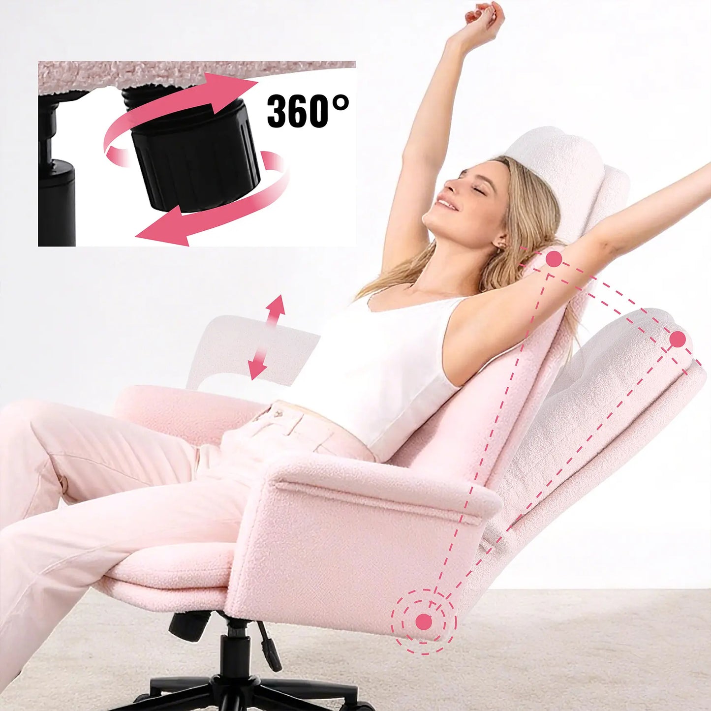 【Deal】Ermnois Ergonomic Upholstered Home Office Chair, Modern High Back Computer Desk Chair with Wheels, Ergonomic, Adjustable Height
