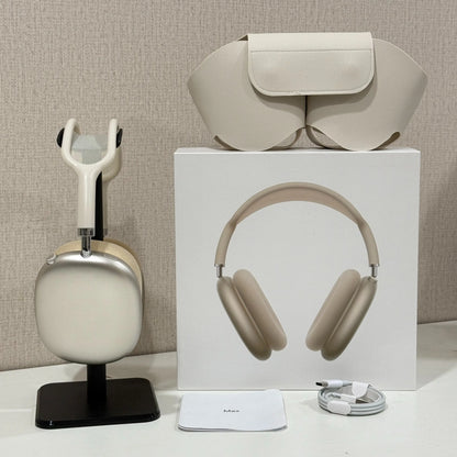 Premium MAXPRO5 MAX Over-Ear Bluetooth Headphones Magnetic Detachable Ear Cups Luxury Silky Comfort Fit Hi-Fi Clear Audio Noise Isolation Complete Kit Protective Leather Case Type-C Charging Wire Trendy Fashion Headset for Daily Outfit Travel Vlog
