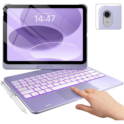 Touch Ipad 10Th Generation Case with Keyboard (10.9", 2022), Multi-Touch Trackpad, 10 Color Backlight, 360? Rotatable, Thin & Light for Ipad 10Th Gen 10.9 (Raspberry)