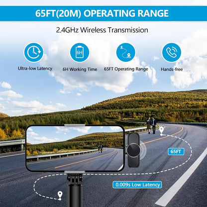Portable Wireless Lavalier Microphone, Wireless Mics, Set Wireless Collar Clip Mic for Iphone, Android Phone, Plug-Play Lapel Mic, Usb Rechargeable Mic for Video Recording, Teaching, Interviews, Podcast, Tiktok & Vlog, Live Streaming Equipment