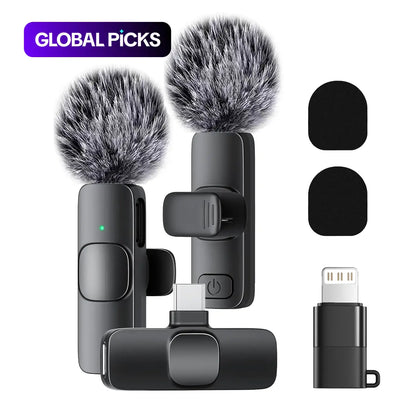 Wireless Mini Lavalier Microphone for Iphone Ipad Android - Intelligent Noise Cancelling, Plug & Play, Lightning Adapter, Lapel Mic for TIKTOK, Video Recording, Vlog, Live Streaming #GLOBAL PICKS
