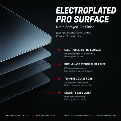 Flash beyond Pro Glass Gaming Mouse Pad, Electroplated Hard Glass Mousepad, Sleeve-Free Smooth Glide, Graphite Gray