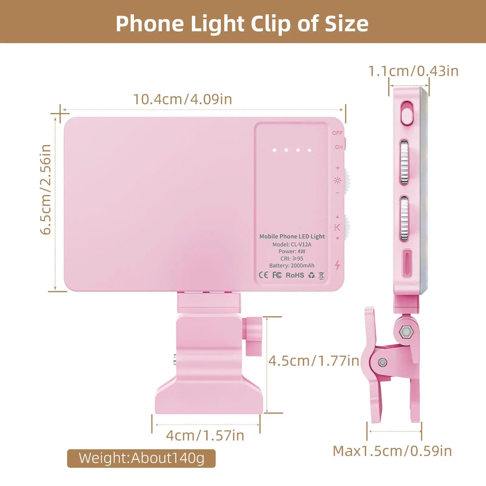 Portable Selfie Light, Phone Rechargeable Fill Light with Front Clip & 3 Adjustable Color Temperature Modes, Rotatable LED Light for Daily Live Streaming Makeup, Gift, Led Selfie Accessories, Cell Phone Light, Led Smartphone Light