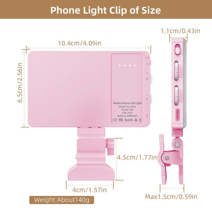 Portable Selfie Light, Phone Rechargeable Fill Light with Front Clip & 3 Adjustable Color Temperature Modes, Rotatable LED Light for Daily Live Streaming Makeup, Gift, Led Selfie Accessories, Cell Phone Light, Led Smartphone Light