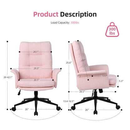 【Deal】Ermnois Ergonomic Upholstered Home Office Chair, Modern High Back Computer Desk Chair with Wheels, Ergonomic, Adjustable Height