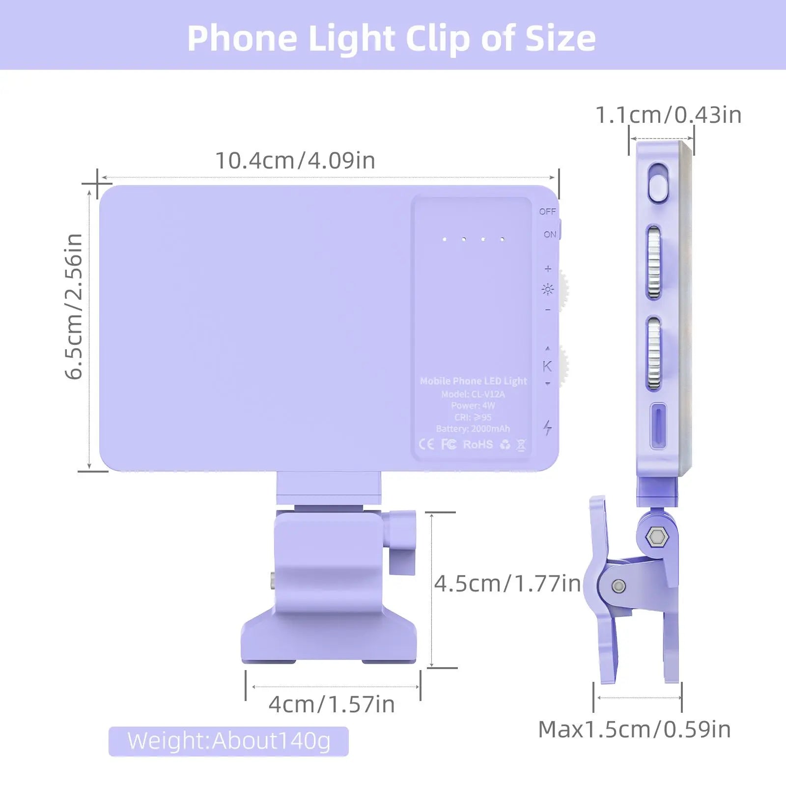 Portable Selfie Light, Phone Rechargeable Fill Light with Front Clip & 3 Adjustable Color Temperature Modes, Rotatable LED Light for Daily Live Streaming Makeup, Gift, Led Selfie Accessories, Cell Phone Light, Led Smartphone Light