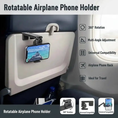 360 Degree Rotatable Multipurpose Phone Holder, Phone Mount, Smartphone Holder, Cell Phone Holder, 1 Count Universal Multi-Angle Adjustable Airplane Phone Rack for Flying Traveling, Business Trip