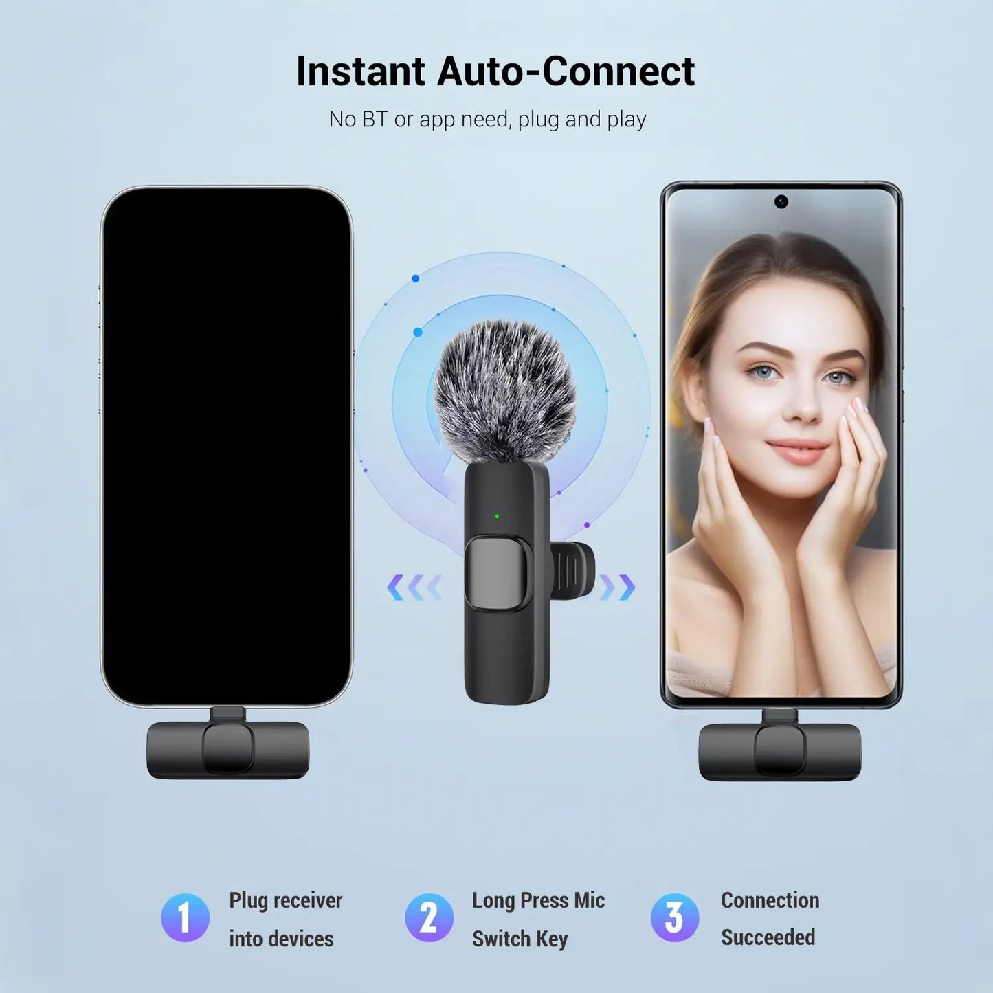 Wireless Mini Lavalier Microphone for Iphone Ipad Android - Intelligent Noise Cancelling, Plug & Play, Lightning Adapter, Lapel Mic for TIKTOK, Video Recording, Vlog, Live Streaming #GLOBAL PICKS