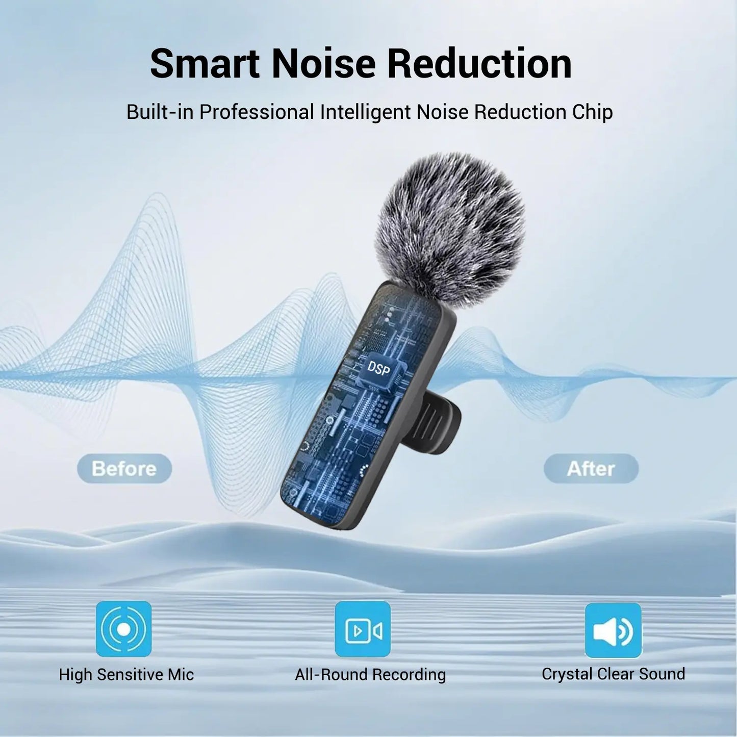 Wireless Mini Lavalier Microphone for Iphone Ipad Android - Intelligent Noise Cancelling, Plug & Play, Lightning Adapter, Lapel Mic for TIKTOK, Video Recording, Vlog, Live Streaming #GLOBAL PICKS