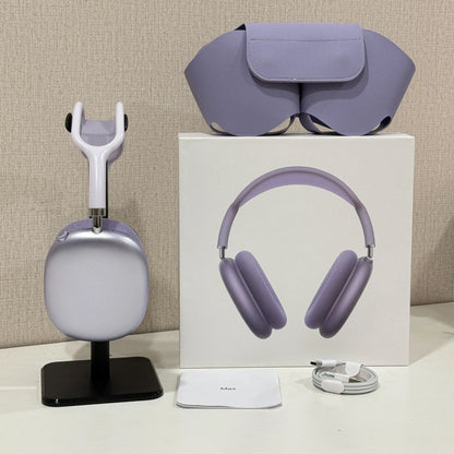 Premium MAXPRO5 MAX Over-Ear Bluetooth Headphones Magnetic Detachable Ear Cups Luxury Silky Comfort Fit Hi-Fi Clear Audio Noise Isolation Complete Kit Protective Leather Case Type-C Charging Wire Trendy Fashion Headset for Daily Outfit Travel Vlog