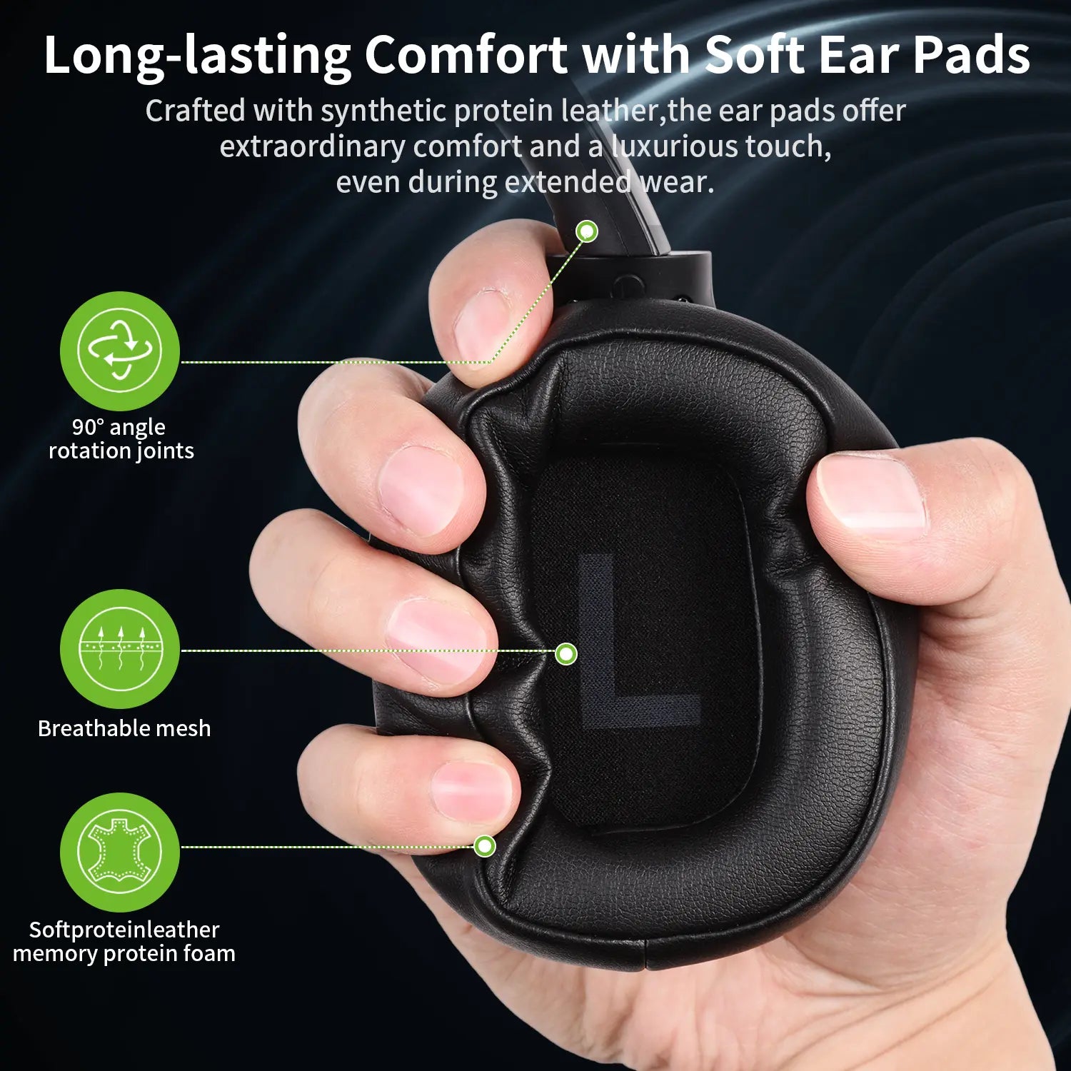 【US】ANCAMITA Hybrid Active Noise Cancelling Over-Ear Wireless Bluetooth Headphones – 50H Playtime, Foldable Design, Deep Bass, App EQ, Transparency Mode