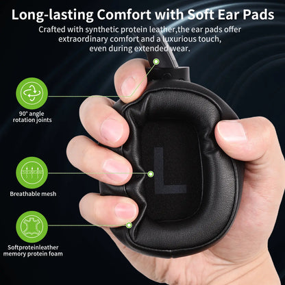【US】ANCAMITA Hybrid Active Noise Cancelling Over-Ear Wireless Bluetooth Headphones – 50H Playtime, Foldable Design, Deep Bass, App EQ, Transparency Mode