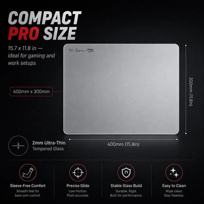 Flash beyond Pro Glass Gaming Mouse Pad, Electroplated Hard Glass Mousepad, Sleeve-Free Smooth Glide, Graphite Gray