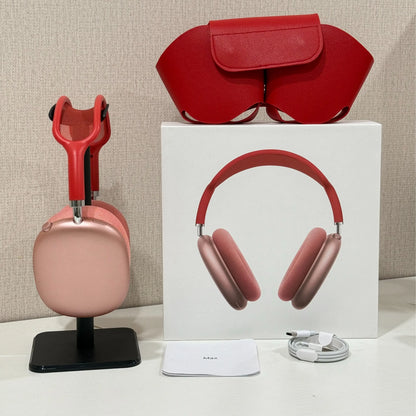 Premium MAXPRO5 MAX Over-Ear Bluetooth Headphones Magnetic Detachable Ear Cups Luxury Silky Comfort Fit Hi-Fi Clear Audio Noise Isolation Complete Kit Protective Leather Case Type-C Charging Wire Trendy Fashion Headset for Daily Outfit Travel Vlog