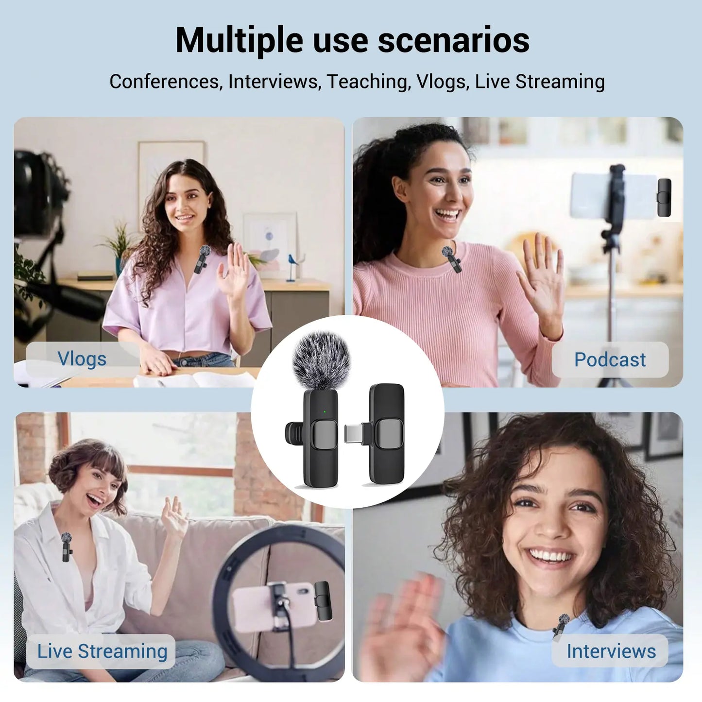 Wireless Mini Lavalier Microphone for Iphone Ipad Android - Intelligent Noise Cancelling, Plug & Play, Lightning Adapter, Lapel Mic for TIKTOK, Video Recording, Vlog, Live Streaming #GLOBAL PICKS