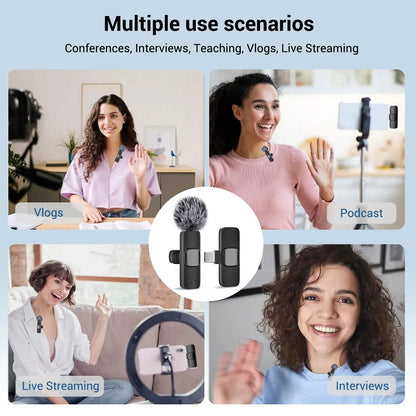 Wireless Mini Lavalier Microphone for Iphone Ipad Android - Intelligent Noise Cancelling, Plug & Play, Lightning Adapter, Lapel Mic for TIKTOK, Video Recording, Vlog, Live Streaming #GLOBAL PICKS