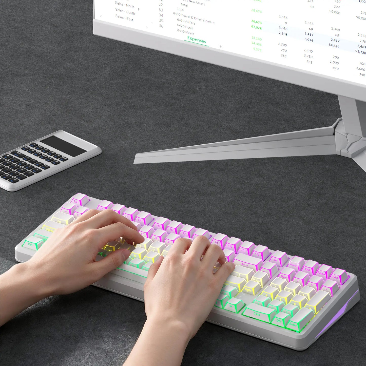 XVX M98 Tri-Mode Wireless Mechanical Keyboard with Number Pad, Bt5.0/2.4Ghz/Usb-C, Pre-Lubed Switches, Gasket Structure, Hot Swappable Custom Creamy Keyboard, 8000Mah, Gaming Keyboard, Office Keyboard, RGB Backlit
