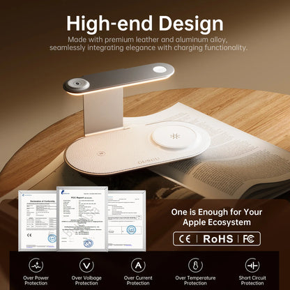 4-In-1 Wireless Charging Station with Night Light, Fast Charger Dock for Iphone/Apple Watch/Airpods, USB C Powered Desk Accessory