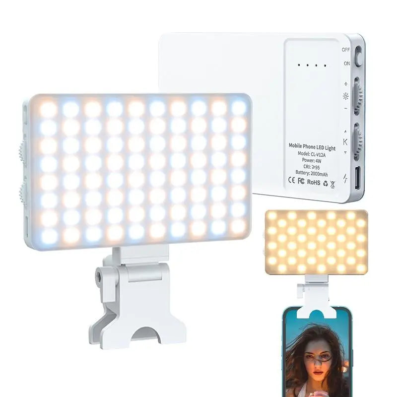 Portable Selfie Light, Phone Rechargeable Fill Light with Front Clip & 3 Adjustable Color Temperature Modes, Rotatable LED Light for Daily Live Streaming Makeup, Gift, Led Selfie Accessories, Cell Phone Light, Led Smartphone Light