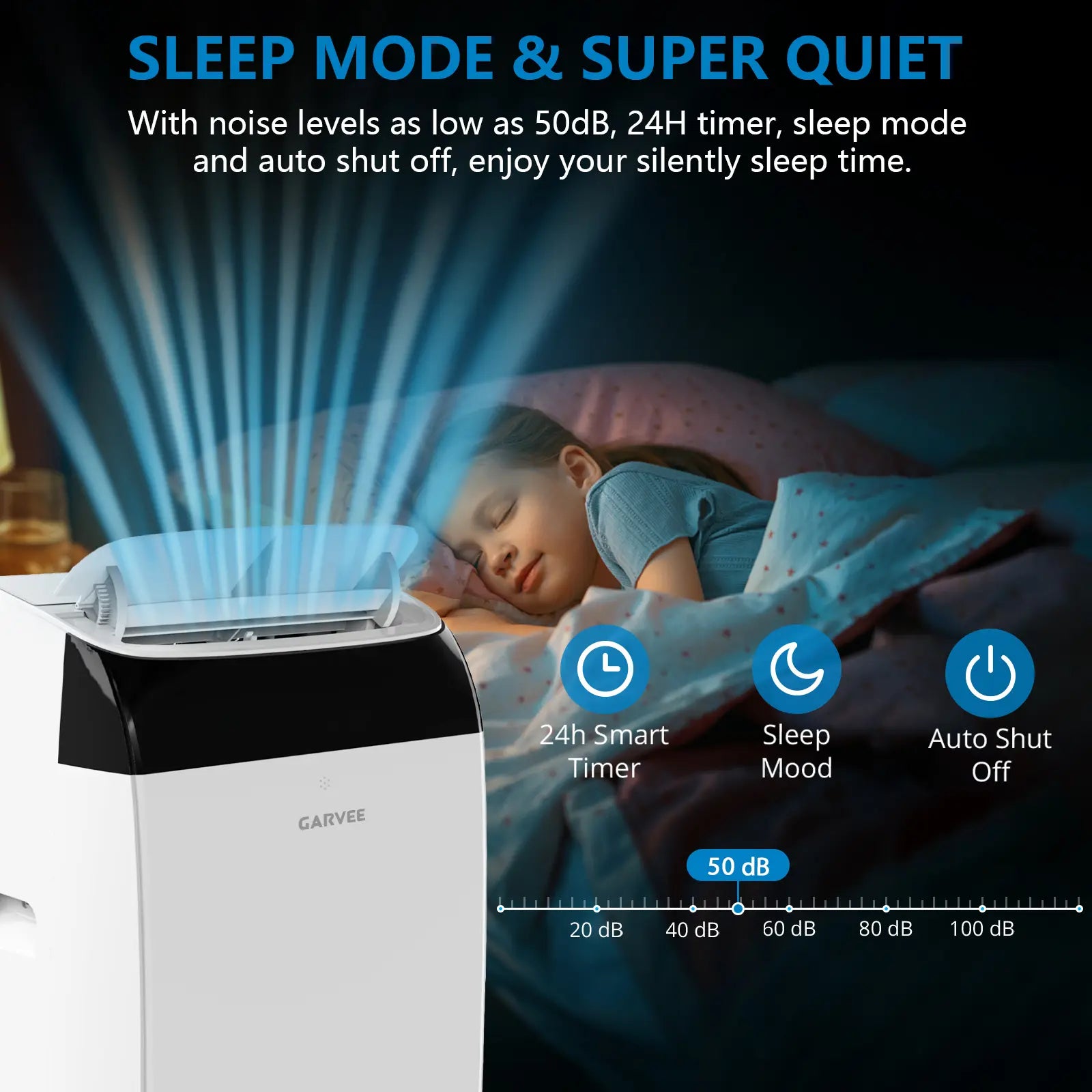 Garvee 14K/10K/8K BTU Fast & Quiet Cooling Portable Air Conditioner, 4‑In‑1 AC Unit with Dehumidifier & Fan, LED/LCD Display, Remote Control, 24H Timer, 4‑Way Swing, 360° Wheels & Window Kit for Bedroom Office Home