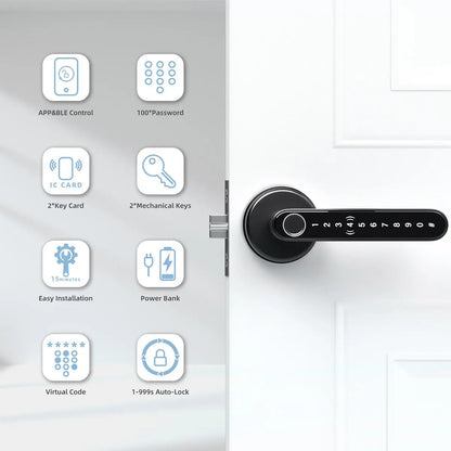 [Deals for You Days] Smart Fingerprint Door Lock 1 Count Keyless Entry Lock with Keyboard Handle, Digital Electric Biometric Technology for Bedroom Home Use,Fathersdaygift