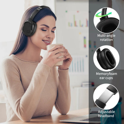 【US】ANCAMITA Hybrid Active Noise Cancelling Over-Ear Wireless Bluetooth Headphones – 50H Playtime, Foldable Design, Deep Bass, App EQ, Transparency Mode